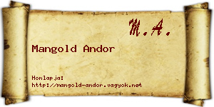 Mangold Andor névjegykártya